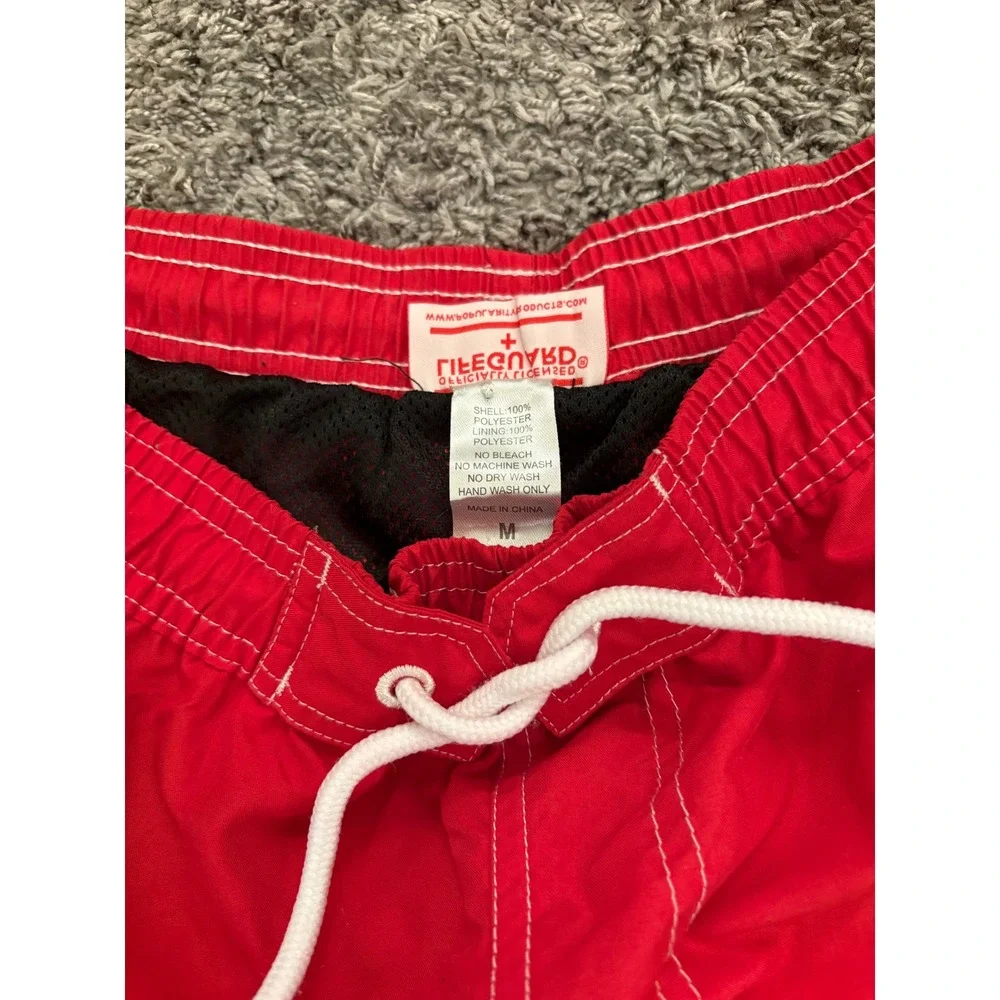 Lifeguard Officially Licensed Mens Red Swim Trunks Board Shorts Medium Cargo